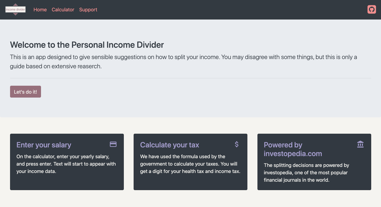 Income divider website